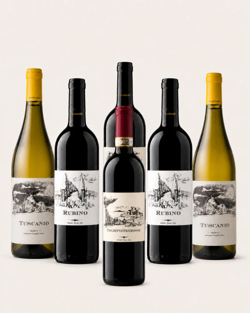 Villa Bianca Discovery Smagekasse: 2 Tuscanio, 3 Rubino og 1 Coldipietrerosse i stram standardformation